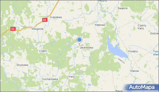 mapa Jarandowo, Jarandowo na mapie Targeo